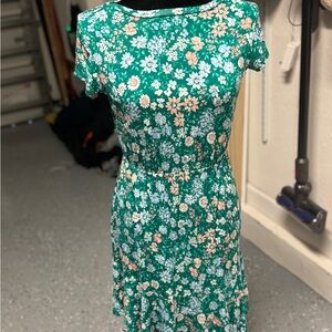 LOFT Outlet Green Flutter Sleeve Midi Sundress